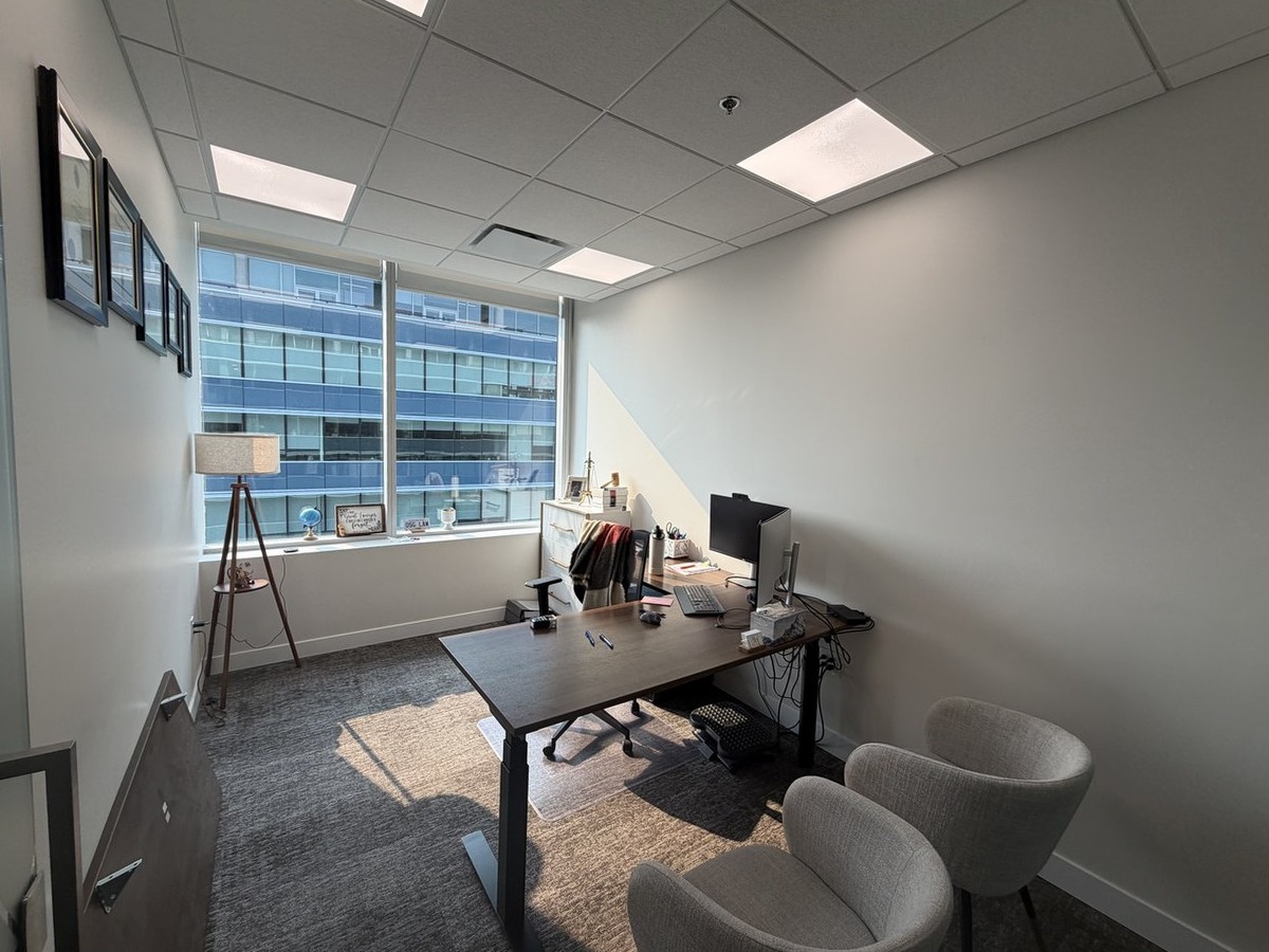 Office 4 looking toward the window and floor lamp