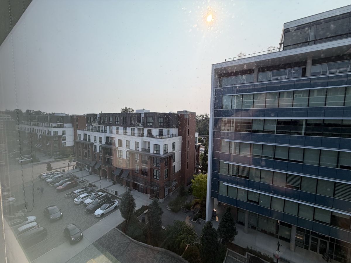 View over the townhomes and street below