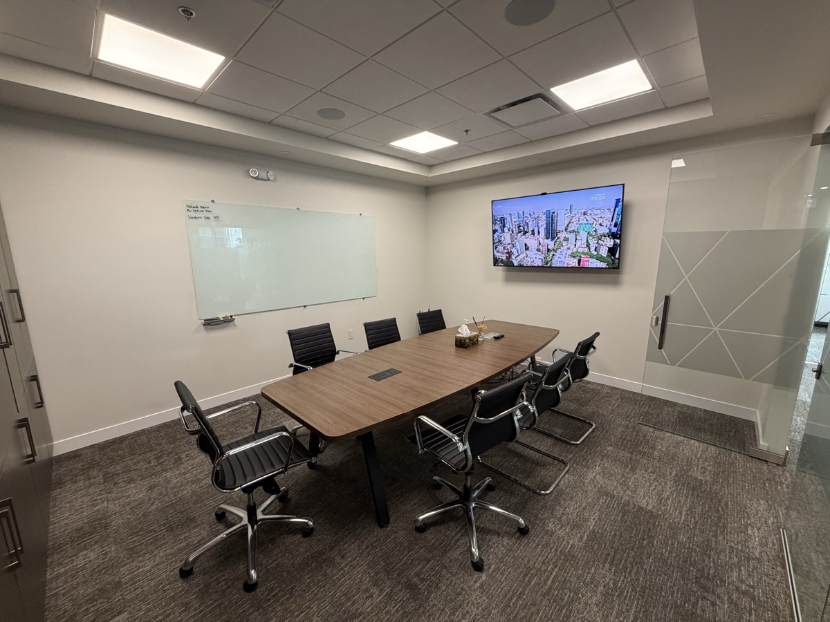 Boardroom looking toward the whiteboard wall
