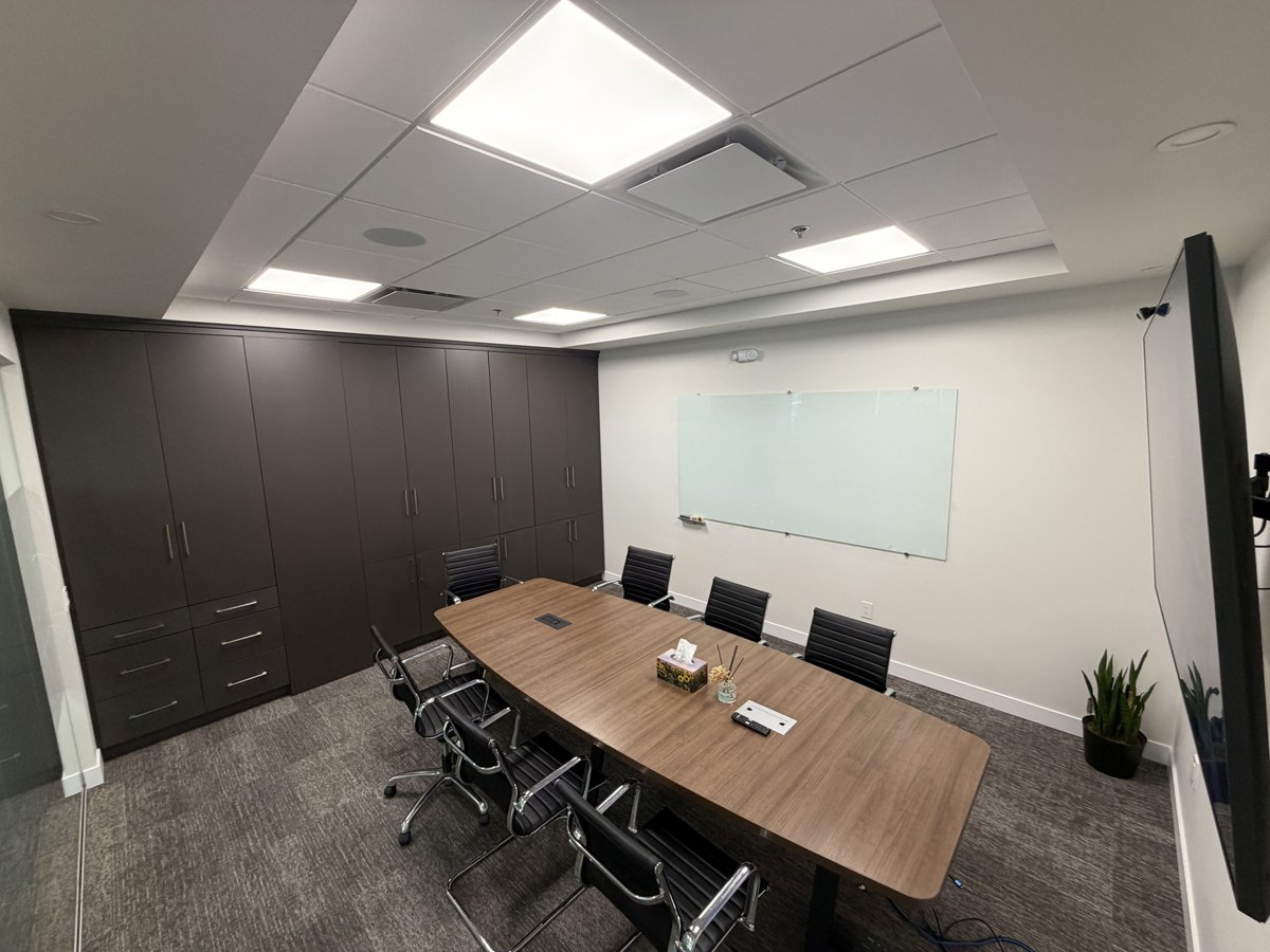 Boardroom built-in storage wall